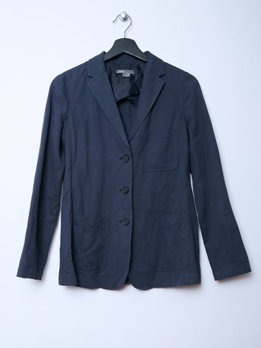 VINCE wool cotton blend lightweight blazer corporate office chic navy small